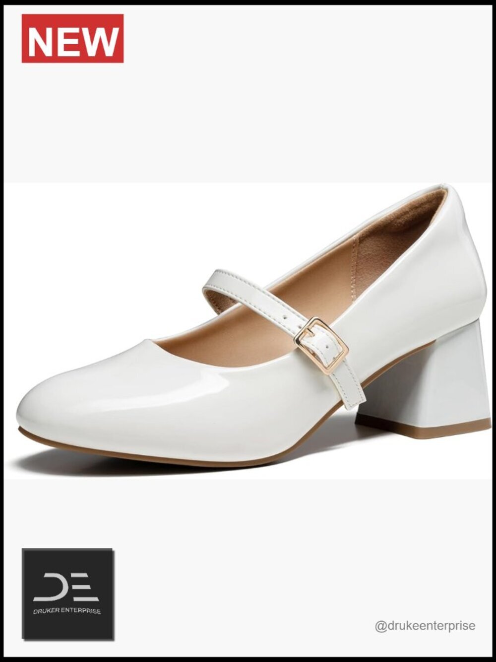Faux Leather Mary Jane Pumps Chunky Block Heel Dress Shoes